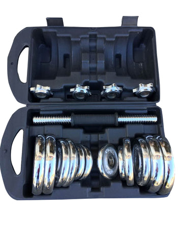Chrome 20kg Adjustable Dumbbell Set